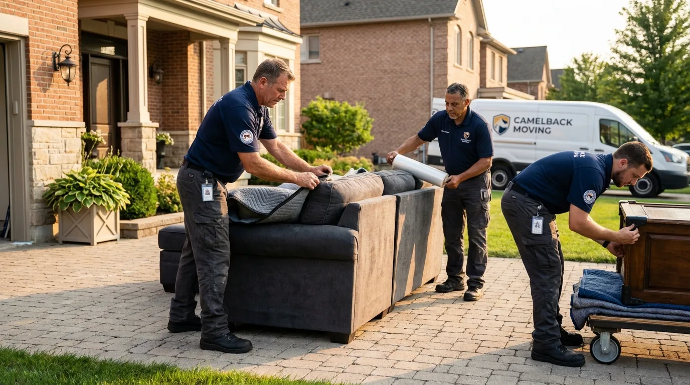 Large estate moving crew wrapping furniture in Berry Creek, CA